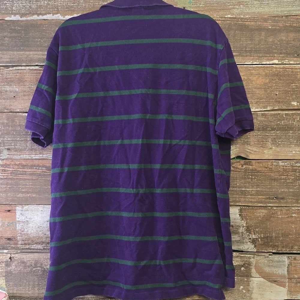 Polo by Ralph Lauren Purple Polo with Green Stripes and Yellow Pony